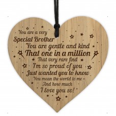 BROTHER GIFT Engraved Wood Heart Birthday Christmas Gift