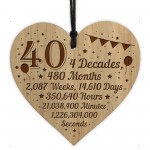 Funny 40th Birthday Gift For Him Her Engraved Wood Heart