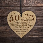 Funny 40th Birthday Gift For Him Her Engraved Wood Heart