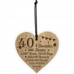 Funny 40th Birthday Gift For Him Her Engraved Wood Heart