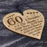 Funny 60th Birthday Gift For Him Her Engraved Wood Heart
