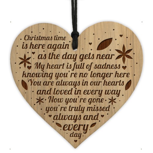 CHRISTMAS MEMORIAL SIGN Engraved Heart Christmas Decoration