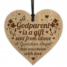 Godparent Gift Engraved Wood Heart Friendship Gift Thank You