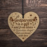 Godparent Gift Engraved Wood Heart Friendship Gift Thank You