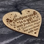 Godparent Gift Engraved Wood Heart Friendship Gift Thank You