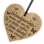 Grandparent Gifts Engraved Wooden Heart Christmas Gift
