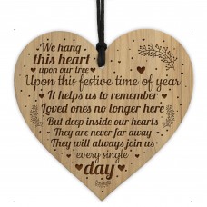 Hanging Memorial Christmas Tree Decoration Wooden Heart Mum Dad 