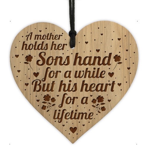 Mum Gift From Son Engraved Heart Mum Plaque Mum Birthday