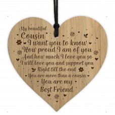COUSIN GIFT Engraved Heart Thank You Gift For Cousin Birthday