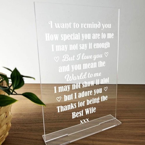 Birthday Presents For Wife Standing Plaque Wife Christmas Gift