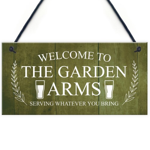 Funny Bar Sign For Garden THE GARDEN ARMS Pub Bar Wall Decor