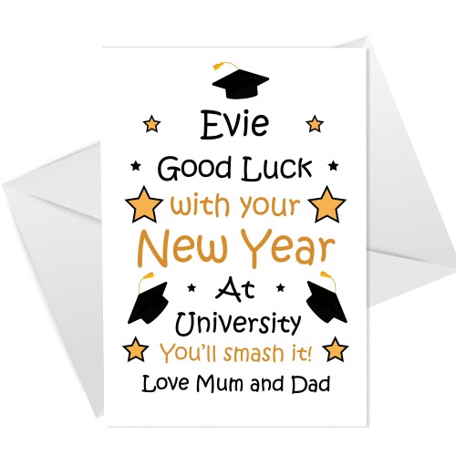 Back To University Good Luck Card For Daughter Son Personalised