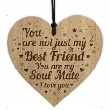 Best Friend Soulmate Gifts Wooden Engraved Heart Friendship Gift
