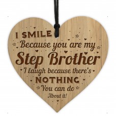 Funny Step Brother Gift Engraved Heart Step Brother Birthday