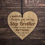 Funny Step Brother Gift Engraved Heart Step Brother Birthday