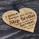 Funny Step Brother Gift Engraved Heart Step Brother Birthday