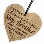Funny Step Brother Gift Engraved Heart Step Brother Birthday