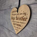 Funny Step Brother Gift Engraved Heart Step Brother Birthday