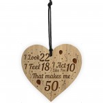 FUNNY 50th Birthday Gift For Women Men Fifty Gift Engraved Heart
