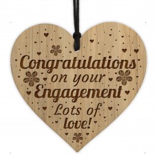 Congratulations Engagement Gift Engraved Wood Heart Couple Gift