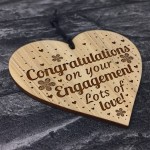 Congratulations Engagement Gift Engraved Wood Heart Couple Gift