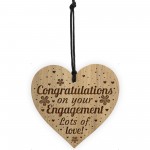 Congratulations Engagement Gift Engraved Wood Heart Couple Gift