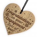Congratulations Engagement Gift Engraved Wood Heart Couple Gift
