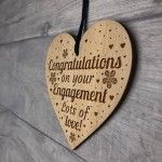 Congratulations Engagement Gift Engraved Wood Heart Couple Gift
