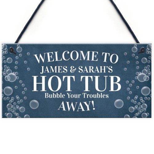 Personalised Welcome Sign For Hot Tub Hanging Garden Wall Sign