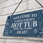 Personalised Welcome Sign For Hot Tub Hanging Garden Wall Sign