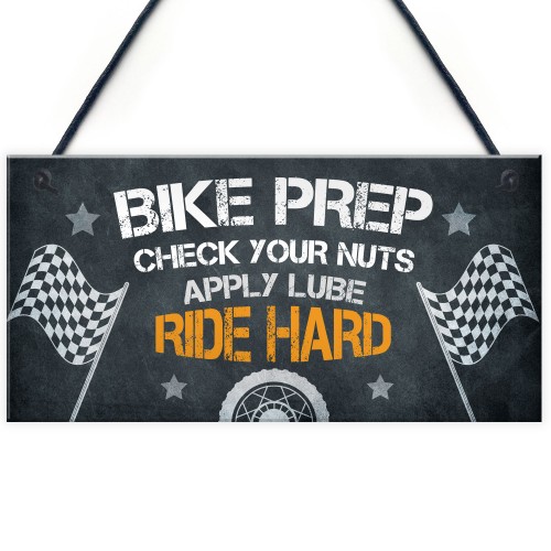Funny Motorbike Biker Hanging Plaque For Garage Man Cave