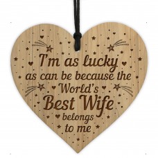 Worlds Best Wife Gift Engraved Heart Wife Birthday Christmas
