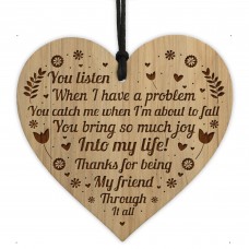 Gift For Friend Engraved Wood Heart Friendship Sign Best Friend