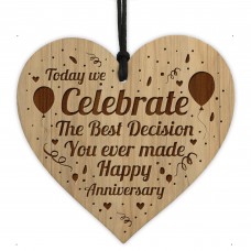 Happy Anniversary Gift Best Decision Engraved Heart Him Her