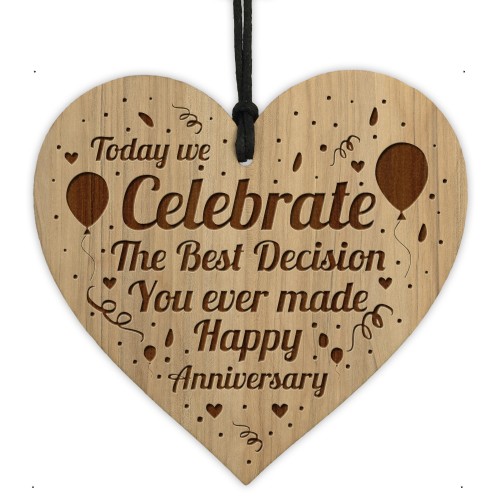 Happy Anniversary Gift Best Decision Engraved Heart Him Her