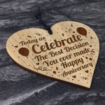 Happy Anniversary Gift Best Decision Engraved Heart Him Her