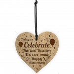 Happy Anniversary Gift Best Decision Engraved Heart Him Her