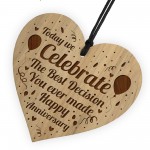 Happy Anniversary Gift Best Decision Engraved Heart Him Her