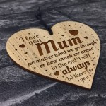 Gift For Mum THANK YOU Engraved Heart Mum Birthday Christmas