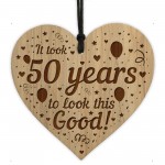 Funny 50th Birthday Gift For Him Her Shabby Chic Engraved Heart