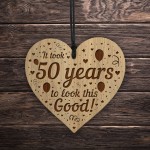 Funny 50th Birthday Gift For Him Her Shabby Chic Engraved Heart