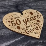 Funny 50th Birthday Gift For Him Her Shabby Chic Engraved Heart