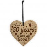 Funny 50th Birthday Gift For Him Her Shabby Chic Engraved Heart