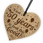 Funny 50th Birthday Gift For Him Her Shabby Chic Engraved Heart