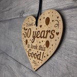 Funny 50th Birthday Gift For Him Her Shabby Chic Engraved Heart