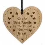 Best Auntie The World Gift From Niece Nephew Wood Heart
