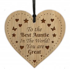 Best Auntie The World Gift From Niece Nephew Wood Heart