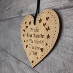 Best Auntie The World Gift From Niece Nephew Wood Heart