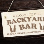 Funny Backyard Bar Sign Plaque Wood Engraved Sign Wall Door Sign
