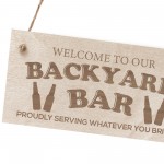 Funny Backyard Bar Sign Plaque Wood Engraved Sign Wall Door Sign